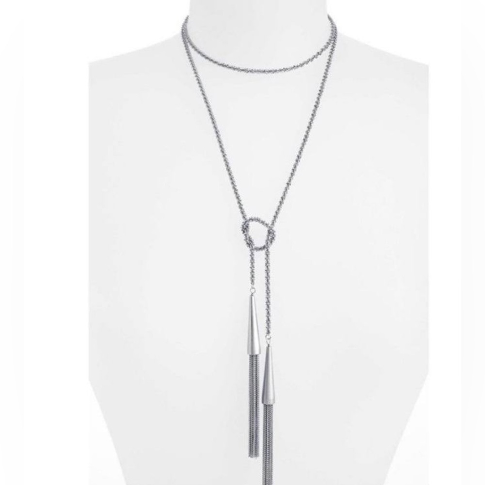 Versatile Silver Kendra Scott Phara Lariat Tassle Necklace